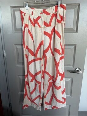 Little Lies Cream Wide-Leg Pants with Coral Graphic Print